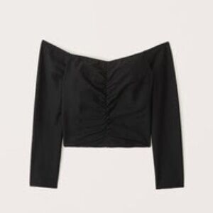 A&F Long-Sleeve Cinched Front Off-The-Shoulder Top